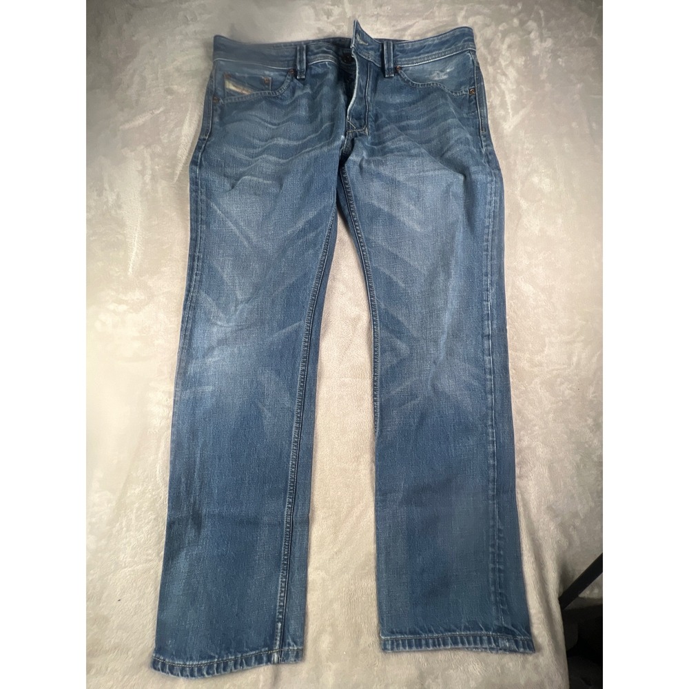 Diesel Larkee 0073H Regular Straight Leg Jeans Mens 36x32 Blue Made in Italy